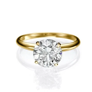 Anillo de compromiso de diamantes de corte redondo real de 0,30 quilates H/si2 oro amarillo 18 K - Imagen 1 de 4