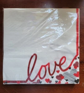 18 nuovi tovaglioli carta party decoupage San Valentino cuori amore 2 strati rosso nero bianco - Foto 1 di 3