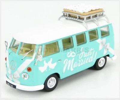 CORGI CC02737 VOLKSWAGEN - T1 MINIBUS JUST MARRIED 1961 - LIGHT BLUE WHITE - 1/4 - Immagine 1 di 2