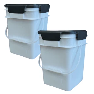 4 Gallon Square Plastic Bucket Food Grade BPA Free containers( Pack of 2 )White - Picture 1 of 6