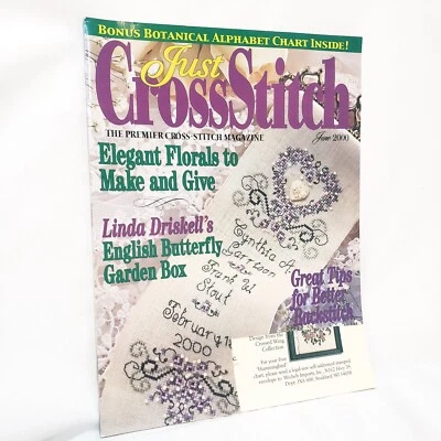 Just Cross Stitch Magazine Patterns June 2000 Elegant Florals English Butterfly - Image 1 of 4