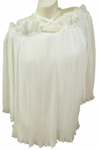 OFF THE SHOULDER PLISSEE BLUSE TOP, GOLDEN DAYS GR. S/M, FIT UK 10-12, LT475 - Bild 1 von 3
