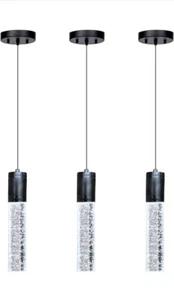 3 Lights Black Pendant Lighting for Kitchen Isand Independent LED Dimmable - Picture 1 of 8