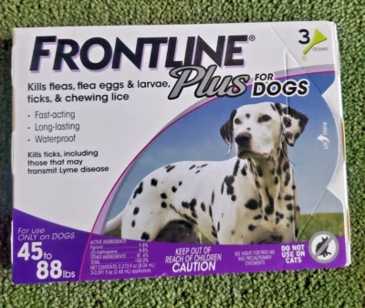 FRONTLINE PLUS para perros 45 a 88 libras. EPA 100% Original. Aprobado (3 dosis) Foto 1 de 2