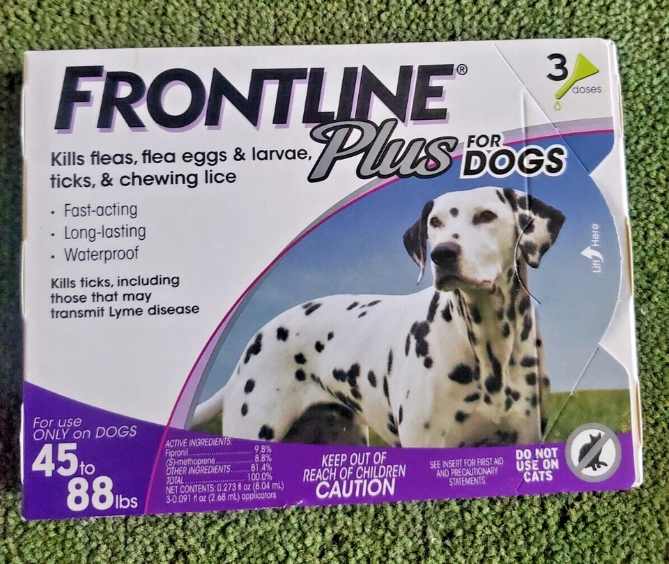 FRONTLINE PLUS para cães 45 a 88 libras. Epa 100% genuína. Aprovado (3 doses) - Imagem 1 de 2