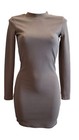 Kragen Langarmige Damenkleid, Slimfit, Bodyconkleid ,Partykleid S Braun