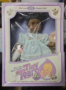 1971 IDEAL AFRICAN AMERICAN TINY TEARS DOLL BOTTLE BLACK ROOTED HAIR Z3 Nip Nos - Bild 1 von 5