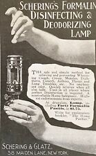 1902 Print Ad~SCHERING&GLATZ Formalin Disinfecting Home Purifier Lamp Quack Cure
