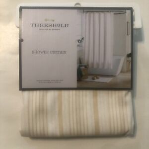 Threshold Shower Curtain w/ Standard Top ~ Tan & White Variegated Stripe New
