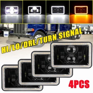 4x 4x6" Hi/Lo LED Headlights DRL Turnlight For GMC C4500 W3500 Isuzu NPR-HD NQR - Picture 1 of 12