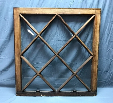 Antique Diamond Mission 12 Lite Window Natural Varnished 30x31 VTG Old 1124-22B Cover