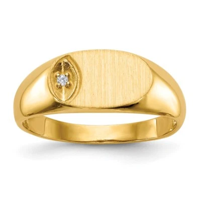 14k Yellow Gold 0.004Ct Diamond Open Back Signet Ring For Women Size 6 - Image 1 of 4