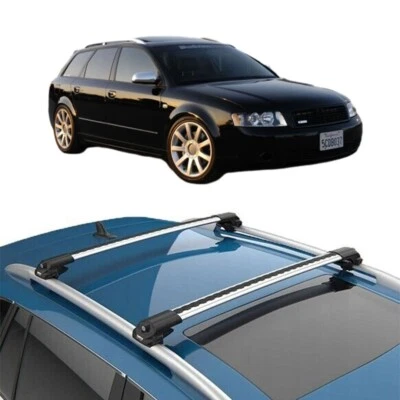 Fits Audi  A4 AVANT (B6) 2002-2004 Silver Cross Bars Roof Rack Easy Install 2x Foto 1 de 4