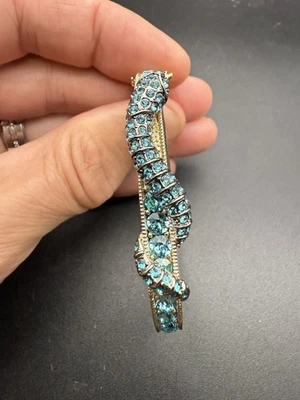 金色蓝色水晶蛇蛇手镯手链 Akkad 签名 M4 — 第 1/4 张图片