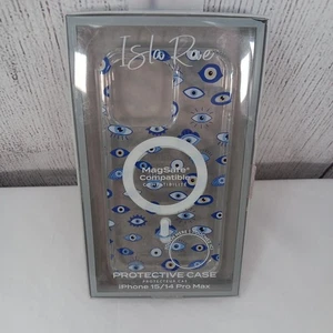 Isla Rae iPhone Case 15/14 Pro Max Blue Evil Eye Magsafe Compatible Greek Clear - Picture 1 of 4