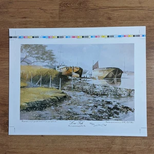 Signed By Artist Vintage Print Painting Seaside Coastal Neutral Sea Leon Olin - Picture 1 of 6