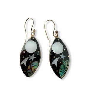 Pendientes colgantes celestiales estrella fugaz con incrustaciones de plata de alpaca vintage - Imagen 1 de 6