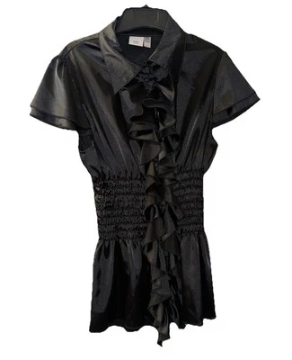 Piper & Blue атласный топ оборки собранными в Рюш черный темно фея прихоть готики женщин XL - Изображение 1 из 4