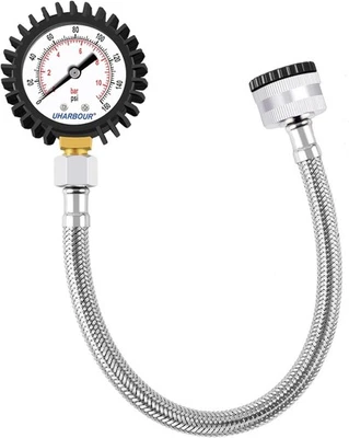 Uharbour Water Pressure Gauge 0-11bar / 160psi Dual Scale 3/4BSPT to 1/2BSPT, Bu