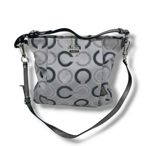 Coach Madison Dotted Op Art Outline Isabelle 21213 Large Crossbody Purse Gray - Picture 1 of 11