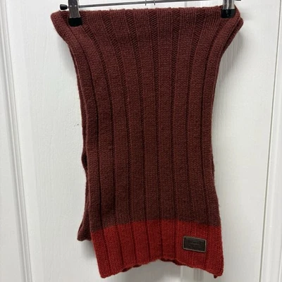 Coach 100% Wool Red & Burgandy Striped Scarf - Image 1 of 4