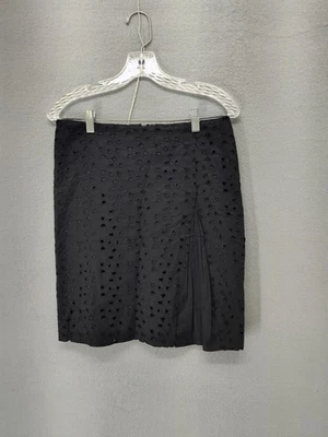 Falda Beth Bowley Mujer 4 Negra Bordada Ojales Plisada Forrada Algodón EE. UU. Foto 1 de 4