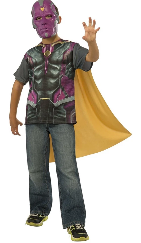 Visión Camisa Máscara Capitán América Guerra Civil Vestido Elegante Halloween Niño Disfraz Foto 1 de 3