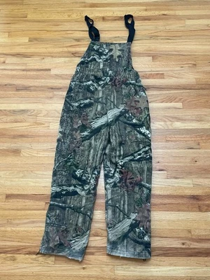 Cabela's Kids L Green Bib Overall Cotton Real Tree Straight Leg Adjustable Strap - Image 1 of 4