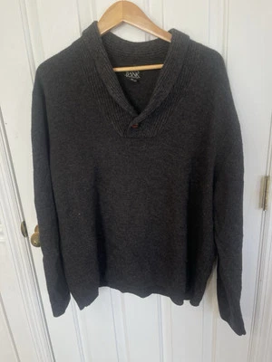 Jos A Bank Sweater X Large Brown  Shawl Collar Lambs Wool Wood Button - Image 1 of 4