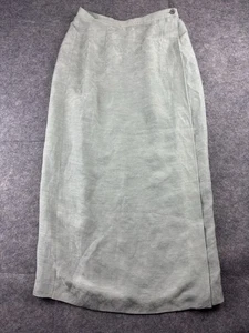 Talbots Green Linen Silk Blend A-Line Lagenlook Coastal Boho Maxi Skirt Size 8 - Picture 1 of 7