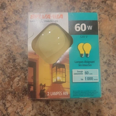 Sylvania Yellow Bug Light 60W Bulbs Outdoor Porch Non-attracting 2pk - Image 1 of 3