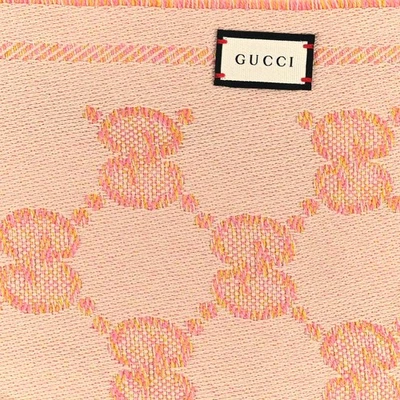 NUEVO CON ETIQUETAS Gucci Bufanda de Lana GG Jacquard Monograma Jumbo Moul Nest Melocotón Rosa Beige Foto 1 de 4