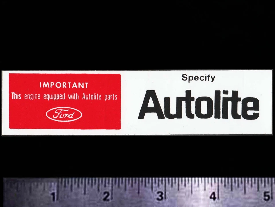 AUTOLITE Equipped with Autolite Parts - Orig. Vintage Racing Decal/Sticker FORD - image 1 of 1