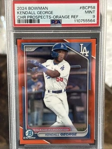 2024 Bowman Kendall George Orange Prospect Refractor /25 BCP58 PSA 9 MINT RC - Picture 1 of 4
