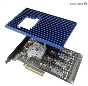 Quad PCIe NVMe M.2 SSD Adapter Card-PCI with Aluminum Housing Express 3.0 x8... - Bild 1 von 8