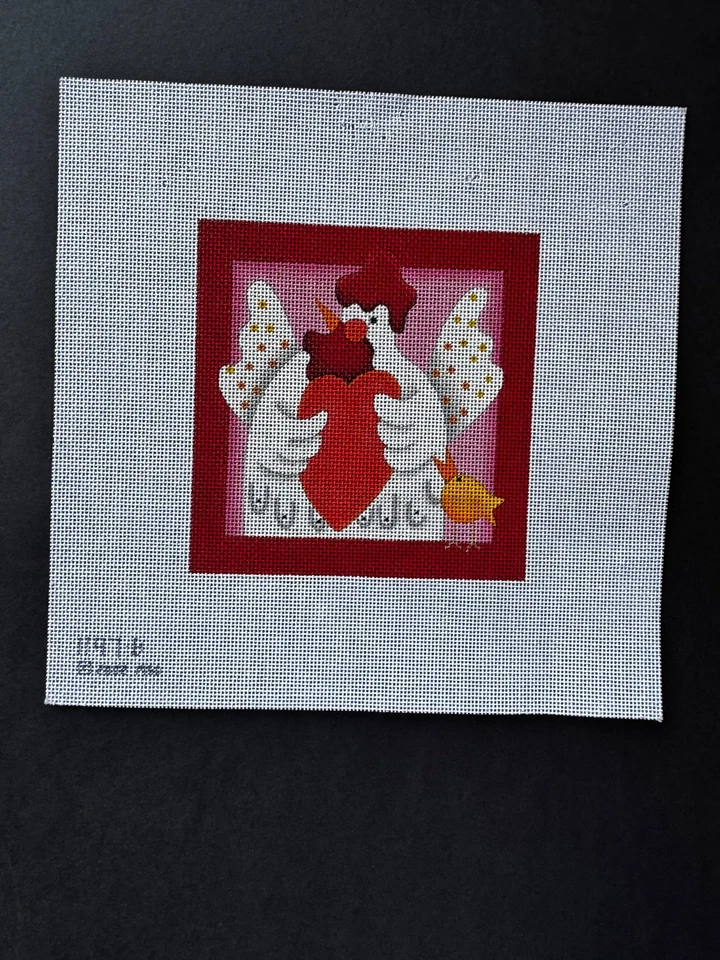 Melissa Shirley Chicken with Red Heart Hand Painted hp  Needlepoint Canvas - Image 1 of 1