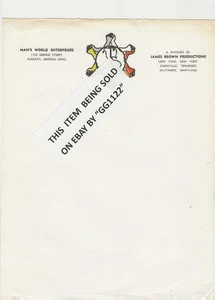 JAMES BROWN PRODUCTIONS - ORIGINAL 8x10 Letterhead Man's World En. 1972 - Picture 1 of 1