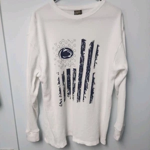 CAMICIA PENN STATE NITTANY LIONS bandiera invecchiata TERMICA XXL MANICA LUNGA BIANCA - Foto 1 di 6