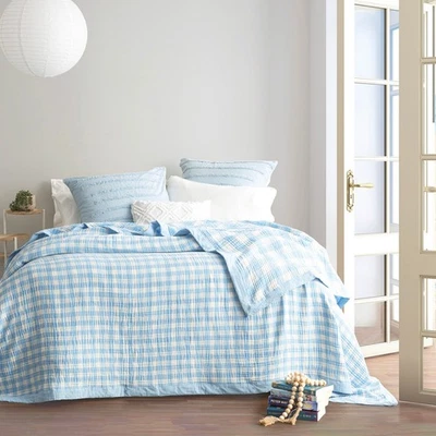 Blanket Washed Cotton Gingham Reversible French Blue - image 1 of 4