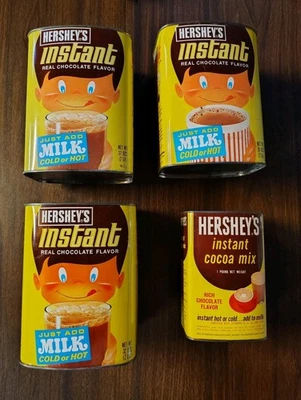 Vintage Hershey’s Instant Chocolate Tins SET OF 4: 32oz, 16oz, CLEAN EMPTY - Image 1 of 4