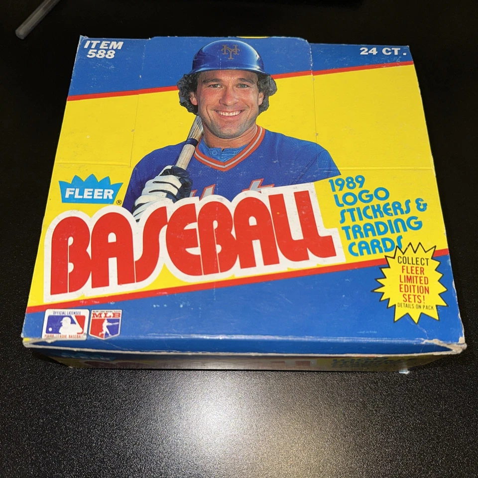 1989 FLEER BASEBALL UNOPENED CELLO BOX (24 SEALED PACKS, (GRIFFEY RC, RIPKEN?) I - Image 1 of 4