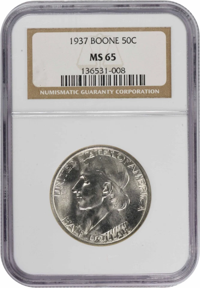 1937 Boone Commemorative Half MS65 NGC - Image 1 of 2