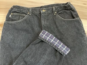 Jeans LL Bean Double L vita comoda uomo 38x30 nero foderato in flanella look vintage - Foto 1 di 9