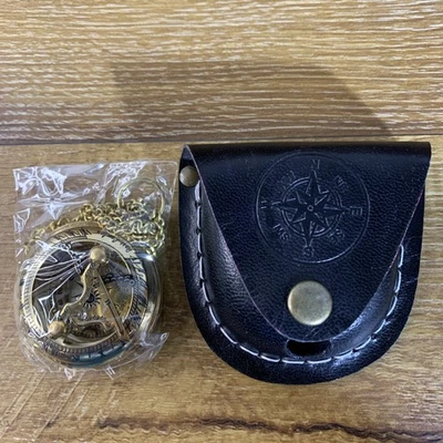 Nuevo Ross London Reloj de Sol de Latón Brújula de Bolsillo Náutico Pulsador con Estuche para Cinturón Foto 1 de 4