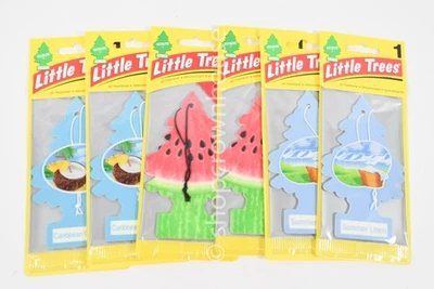 6 Packs Little Trees Air Freshener-CARIBBEAN COLADA-WATERMELON-SUMMER LINEN - Image 1 of 4