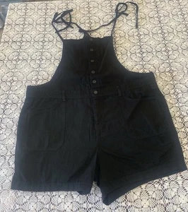 NEW Torrid Black Denim Button Up Tie Sleeveless Romper Shortall Overalls 14 - Picture 1 of 11