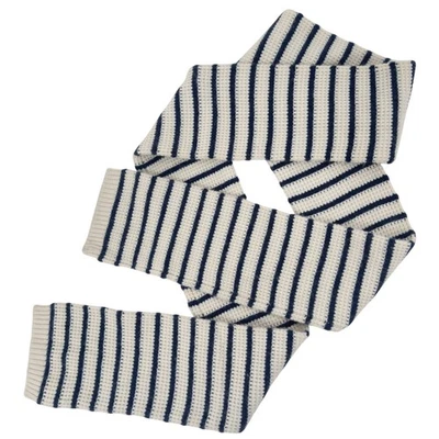 Bufanda Madewell 100 % cachemir beige y azul marino a rayas tejida invierno cálida acogedora Foto 1 de 4