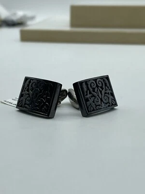 BRAND NEW Edward Mirell Heritage Black Titanium Rectangular Cufflinks WITH POUCH - Image 1 of 4