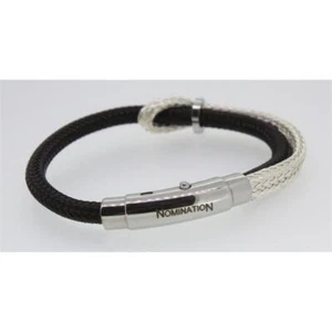 Nomination Men's Bracelet Stainless Silver Textile Black White 19cm 025311/042 - Picture 1 of 1