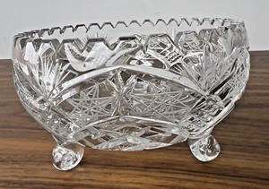 AMERIKANISCHE BRILLANTSCHLIFF KRISTALLGLAS RUNDE FUSSSCHALE 5 1/2 ZOLL BONBONSCHALE - Bild 1 von 9